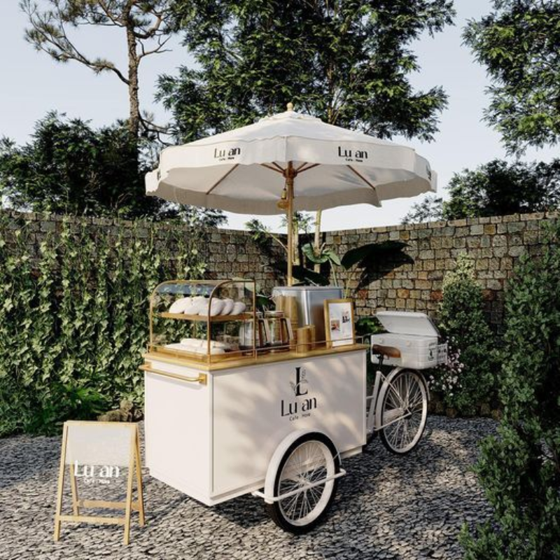 Thiết kế quán cafe take kết hợp với xe đẩy lưu động