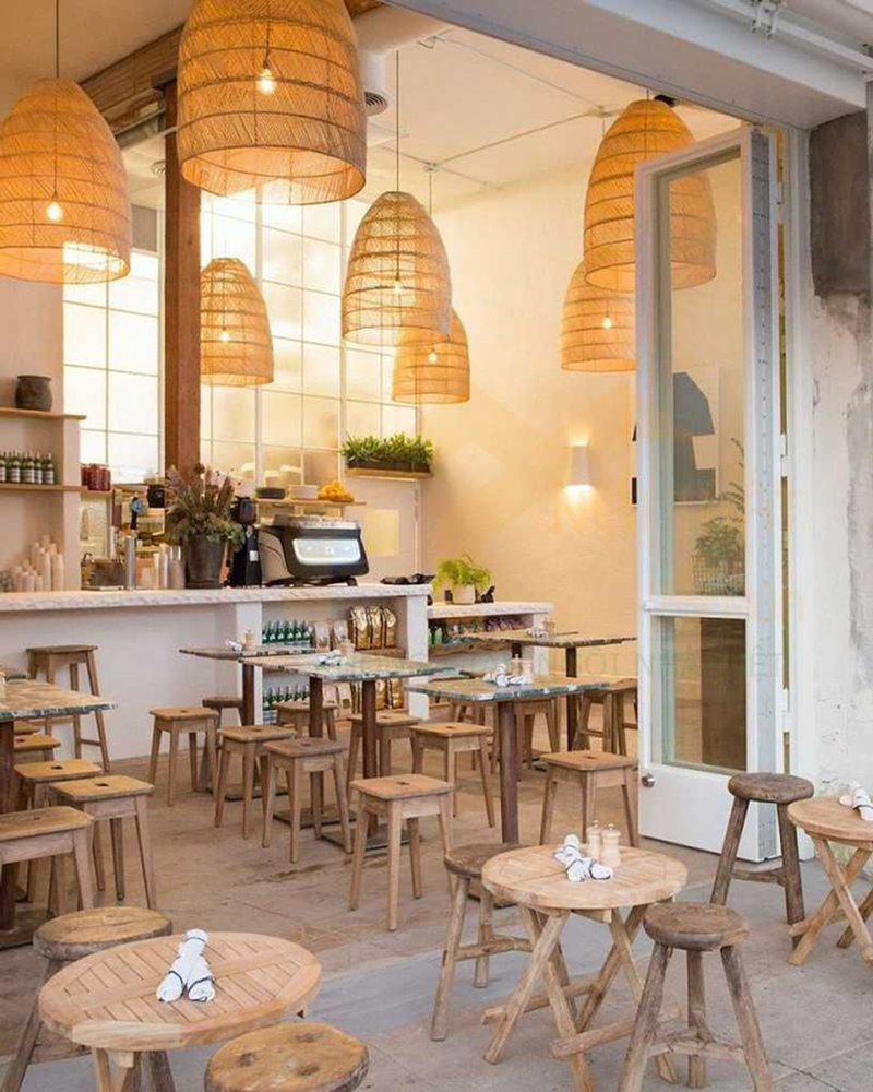 Mẫu thiết kế quán cafe vỉa hè phong cách tối giản