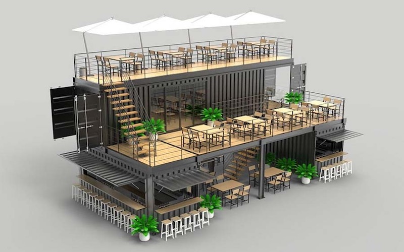 Mẫu thiết kế quán cafe vỉa hè phong cách container