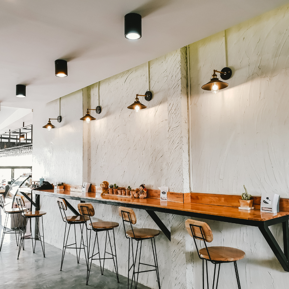 Nội thất quán cafe tối giản, thanh thoát