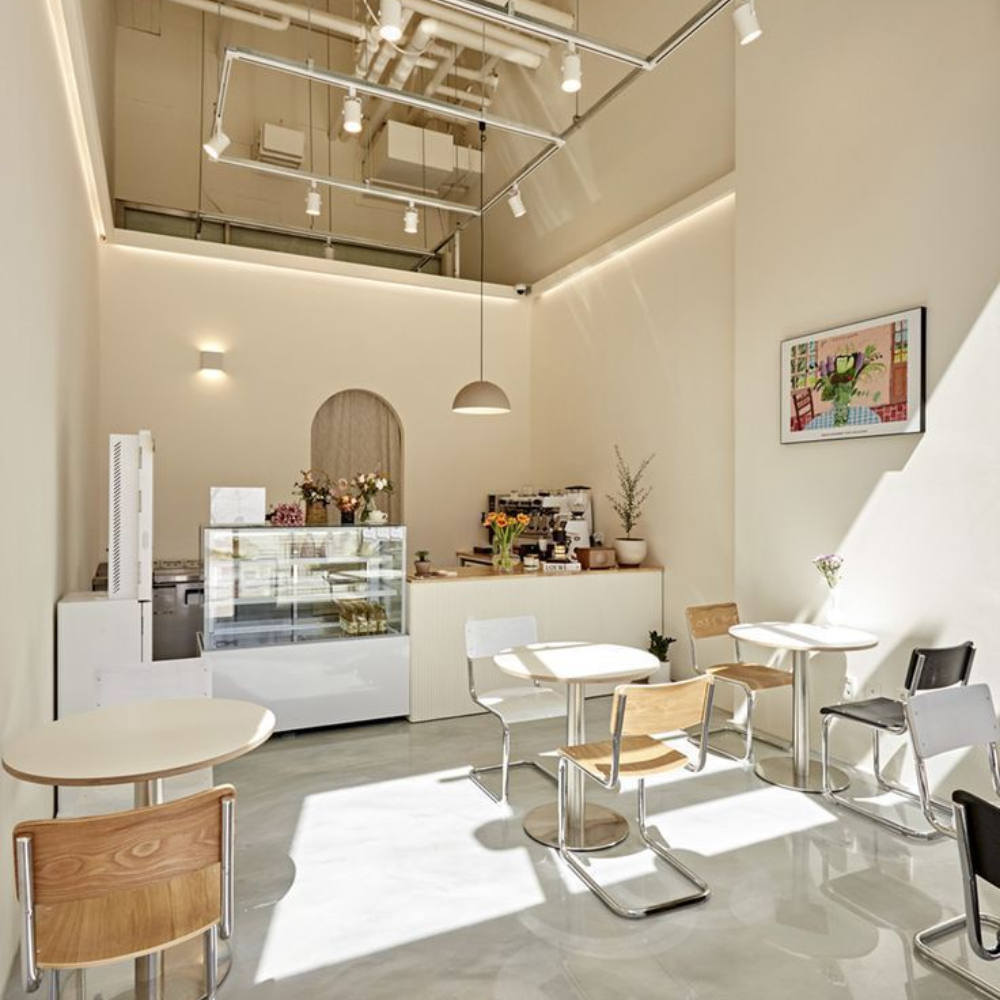 Mẫu quán cafe tối giản kết hợp phong cách Hàn Quốc