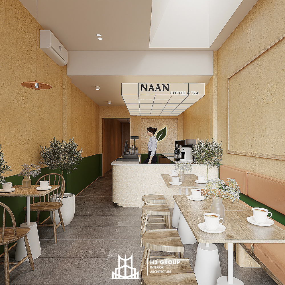 Thiết kế quán cafe tối giản tối ưu diện tích, phù hợp với mặt bằng nhỏ