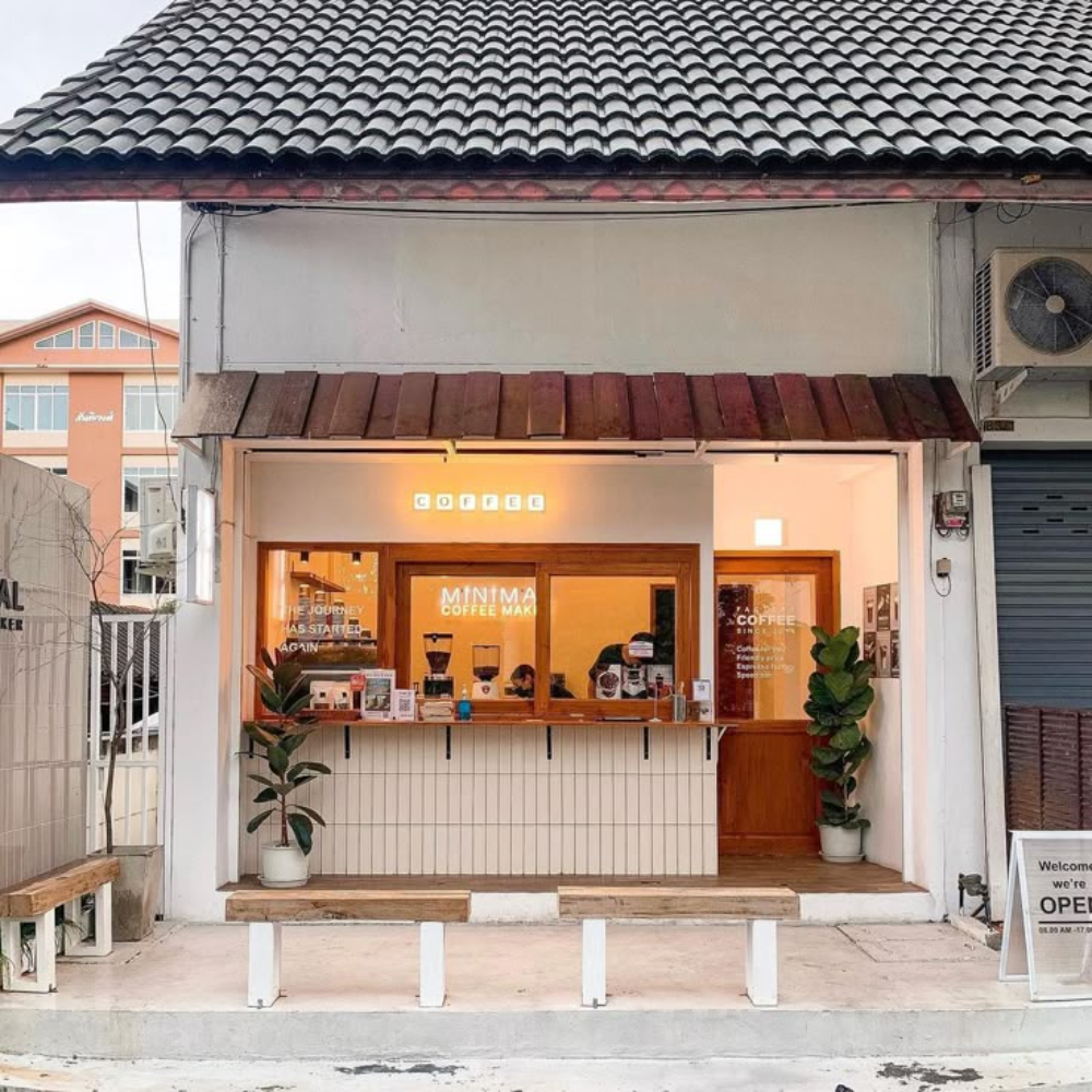 Thiết kế quán cafe mặt tiền 5m phong cách Nhật Bản