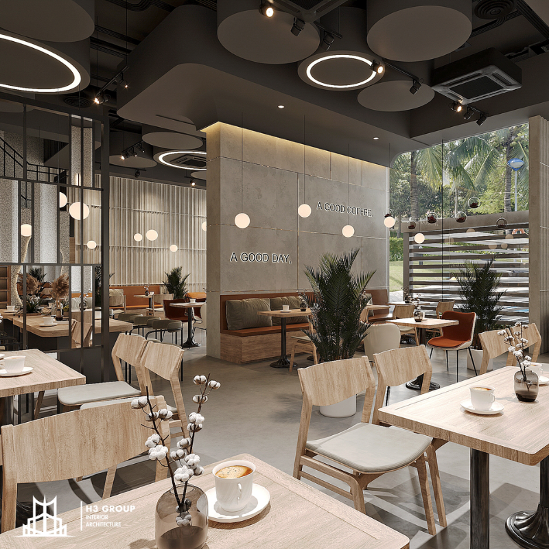Mẫu thiết kế quán cafe phong cách Industrial