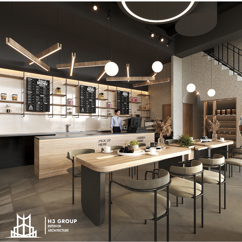 Mẫu thiết kế quán cafe phong cách Industrial