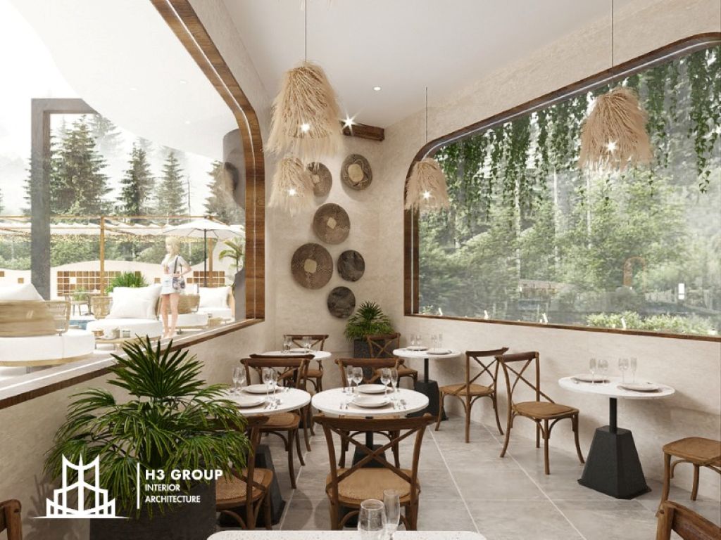 Dự án quán cafe Lasi Pho của H3 Group với phong cách Địa Trung Hải, tạo nên không gian thư giãn lý tưởng cho khách hàng
