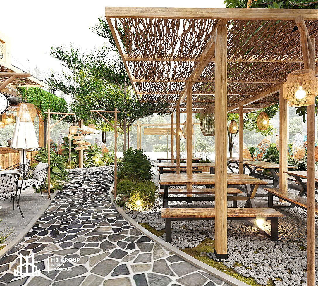 Cây xanh được bố trí và chăm sóc chỉn chu, tỉ mỉ không chỉ giúp làm dịu không khí mà còn mang lại sự trong lành và thẩm mỹ