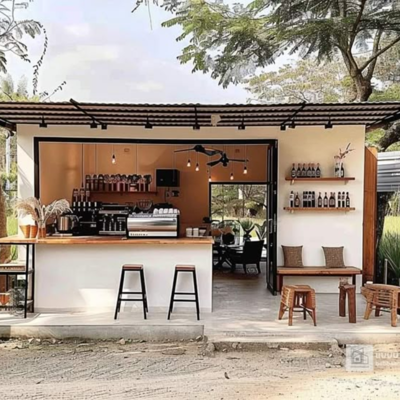 Quán cafe mang đi phong cách hiện đại tối giản
