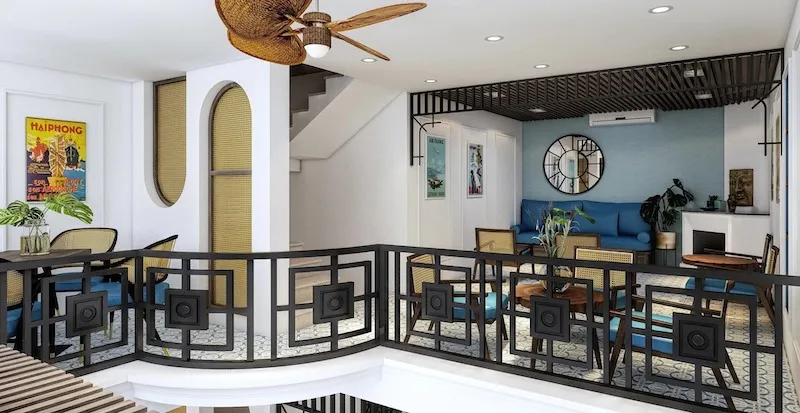 Quán cafe phong cách Vintage kết hợp Indochine tạo nên một không gian quán sang trọng, đẳng cấp