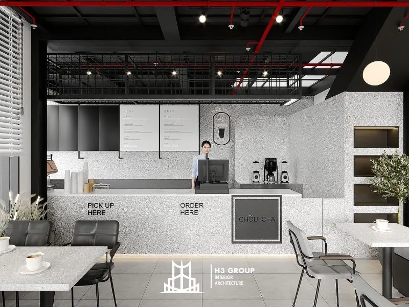 Dự án Choucha của H3 Group sử dụng đá mài Terrazzo làm vật liệu chính để thiết kế quầy bar