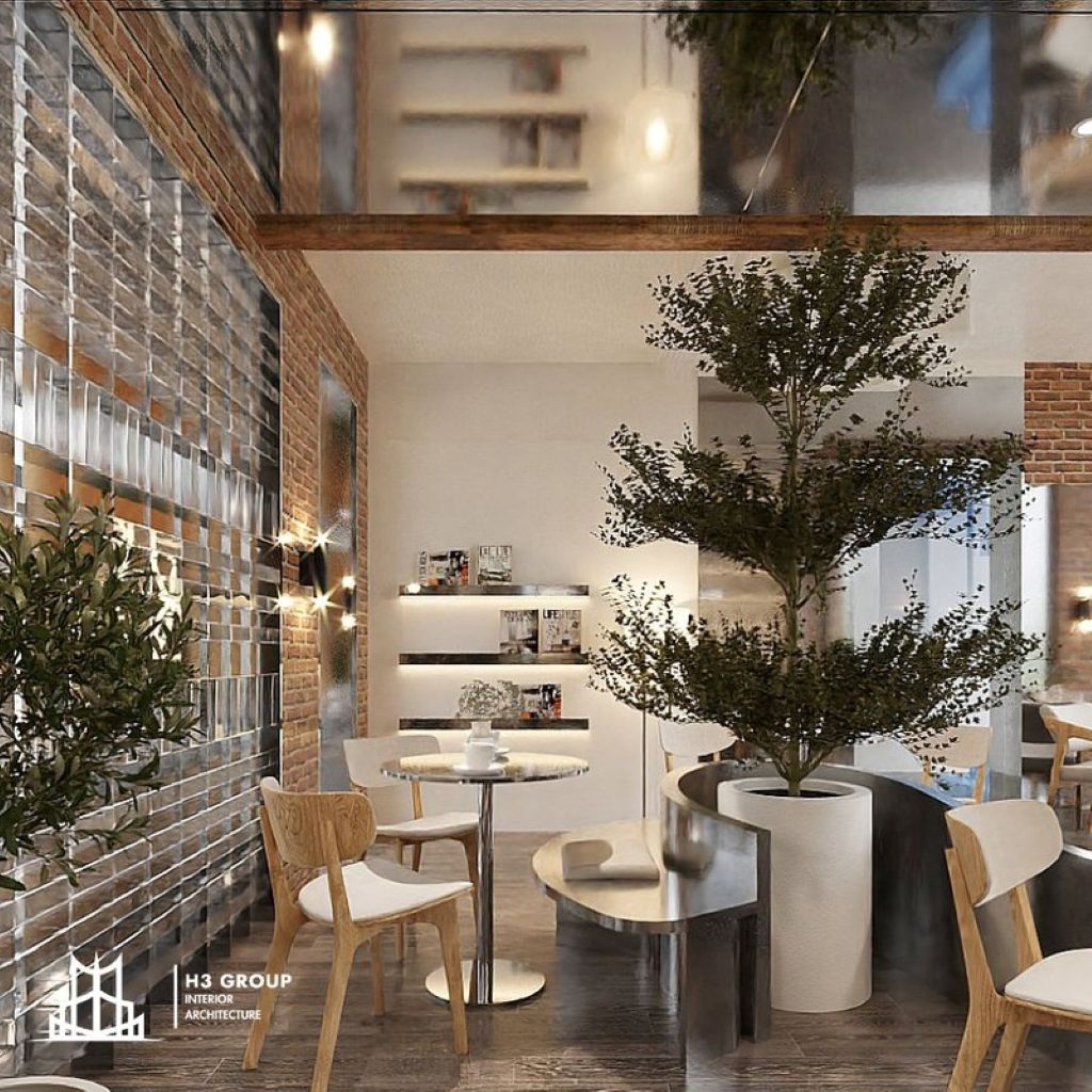 Quán cafe nhỏ thiết kế theo phong cách hiện đại với nội thất làm từ kim loại sơn tĩnh điện tạo điểm nhấn thú vị cho không gian