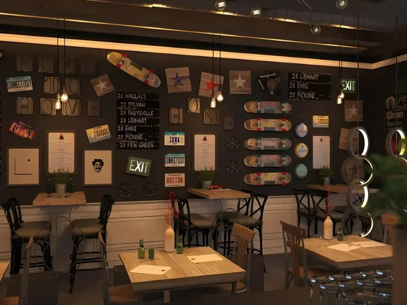 Thiết kế Rustic trong trường hợp quán cafe có diện tích nhỏ, hướng đến việc tối ưu không gian và sử dụng nội thất nhỏ gọn