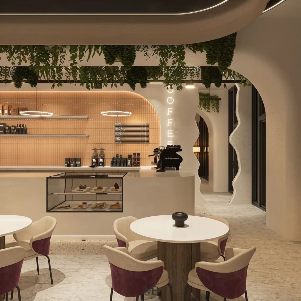 Quán trà sữa nhỏ thiết kế quầy pha chế của quán thường được bố trí ốp gạch mosaic, bo tròn nhẹ, khu vực ngồi chỉ cần 2 - 3 bàn nhỏ, ghế mây hoặc ghế sắt sơn trắng là đủ để tạo chất riêng.