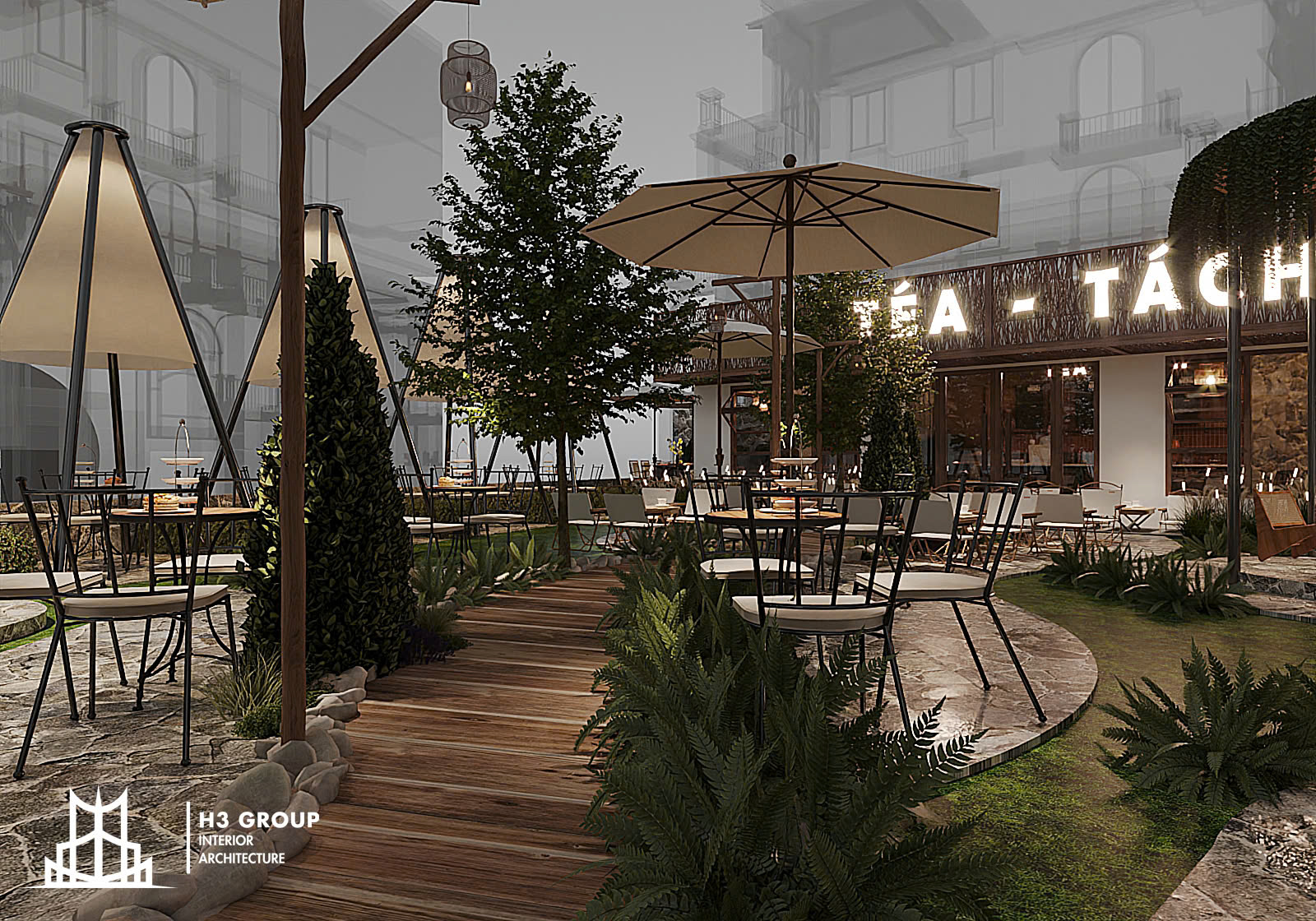 Dự án Téa - Tách do H3 Group thực hiện theo phong cách hiện đại mang đến sự tinh tế trong từng đường nét, phù hợp với xu hướng quán trà sữa thời thượng