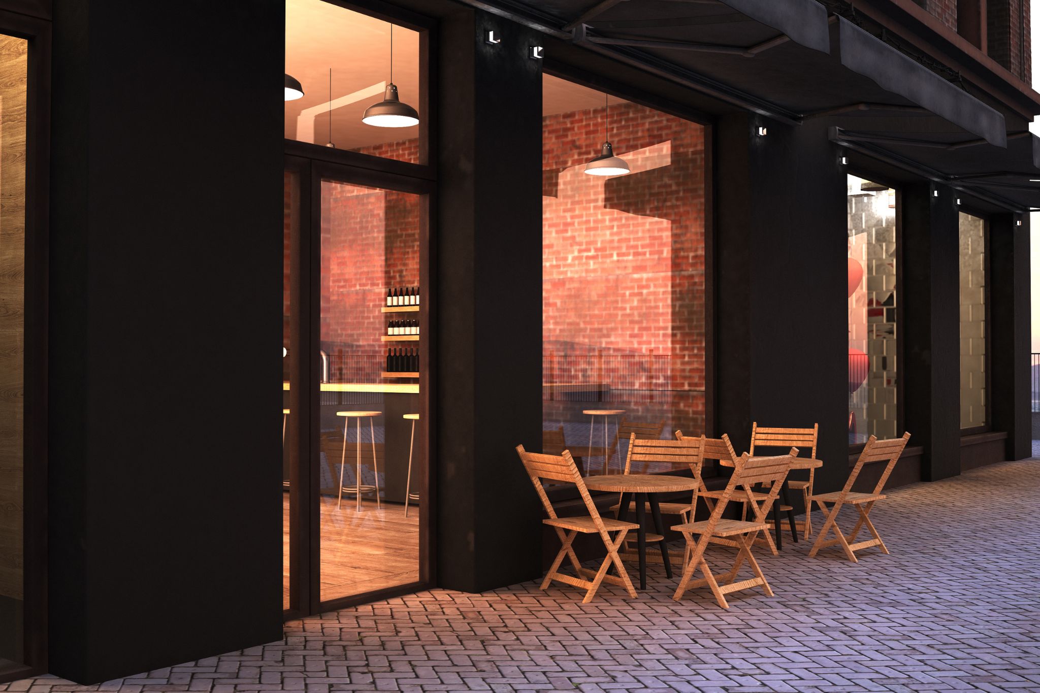 Quán cafe kính phong cách tối giản 