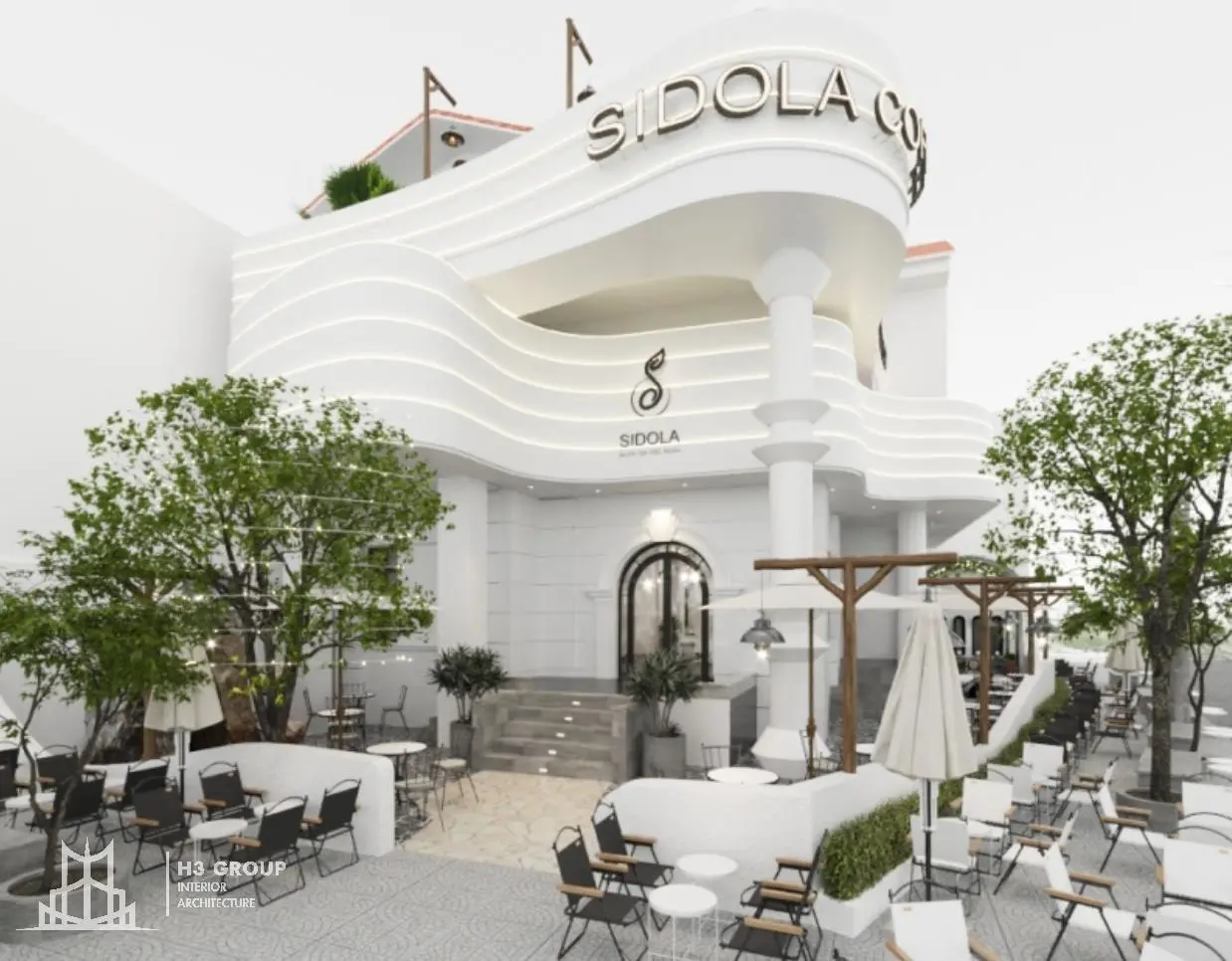 Trang trí mặt tiền quán cafe cần đồng nhất với phong cách tổng thể bên trong để tạo ấn tượng liền mạch