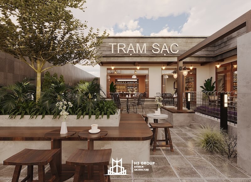 Dự án Trạm Sạc Coffee & cake shop do H3 Group thiết kế theo phong cách hiện đại với không gian mở, tạo cảm giác thư giãn và gần gũi