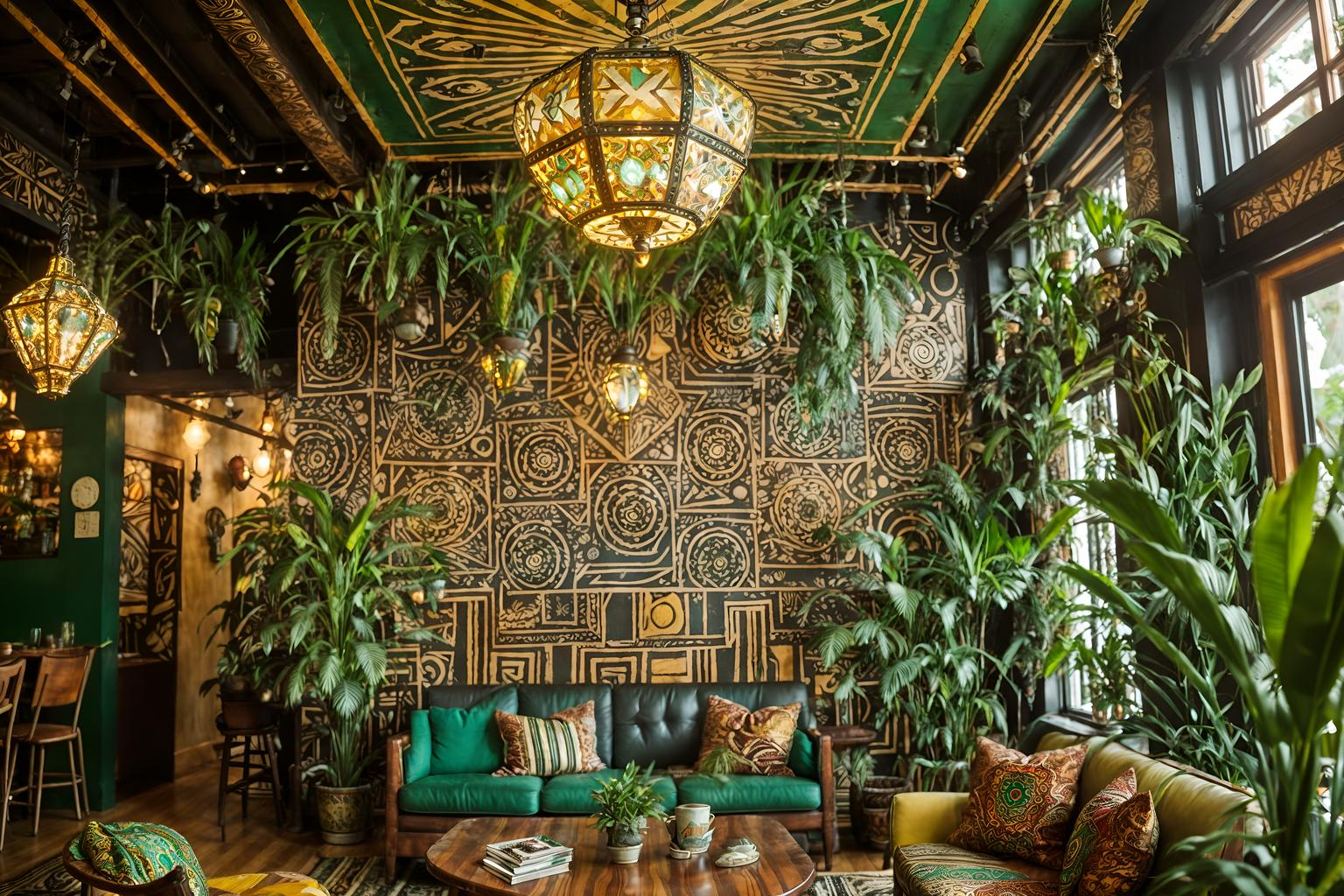 Màu sắc chủ đạo của quán cafe sân vườn mang phong cách Bohemian thường tươi sáng với những họa tiết trang trí độc đáo