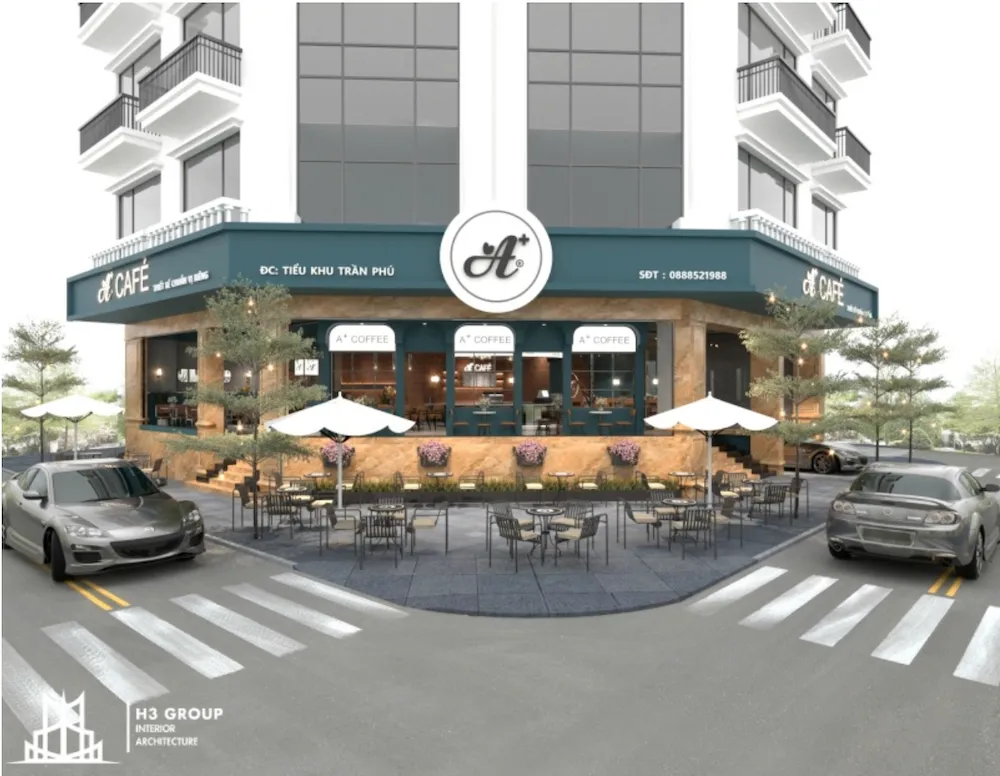 Dự án A+ Coffee với mặt tiền rộng hơn 20m2 được thiết kế theo phong cách Tân cổ điển mang đến sự hòa quyện hoàn hảo giữa vẻ đẹp truyền thống và hơi thở hiện đại