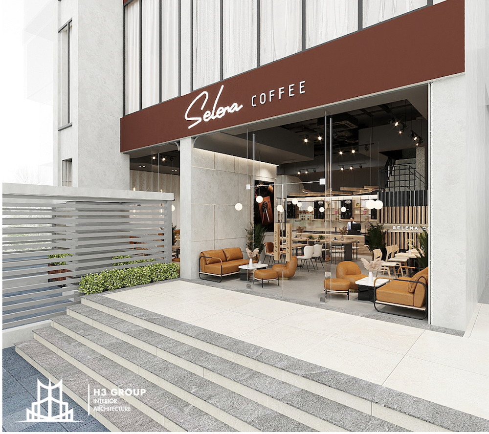Dự án Selena Coffee có 1 mặt tiền trên 6m2 được thiết kế theo phong cách hiện đại pha phong cách Châu Âu sang trọng