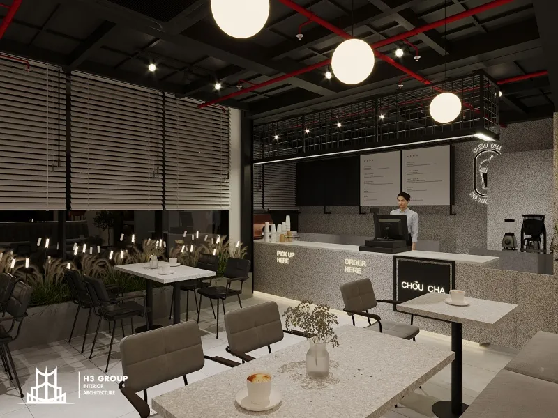 Dự án Choucha do H3 Group thiết kế mang phong cách tối giản, hiện đại với tone màu chủ đạo là xám và đen