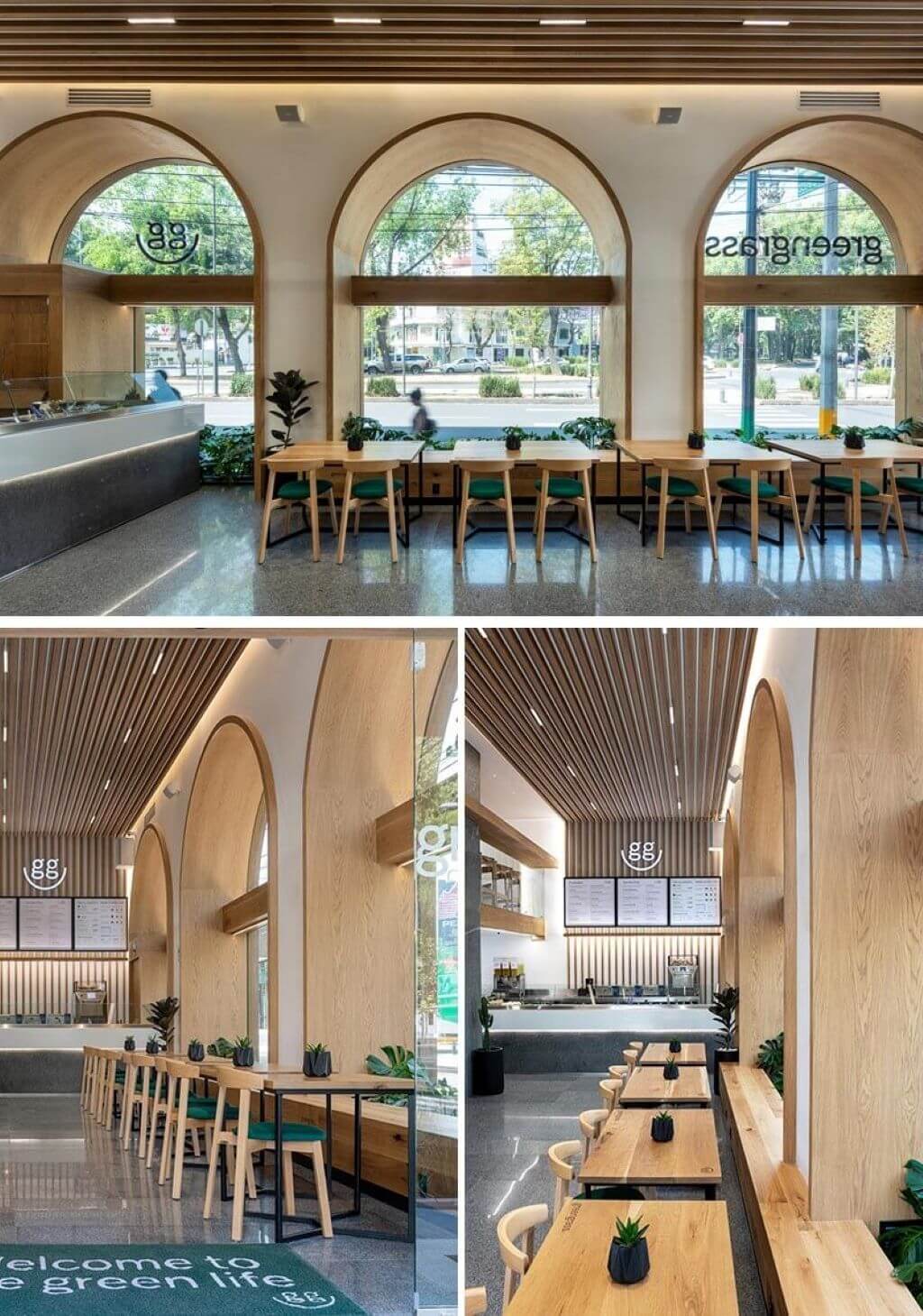 Lối kiến trúc hiện đại kết hợp ánh sáng đèn vàng ấm áp giúp không gian quán cafe 3 tầng phong cách Hàn Quốc trở nên gần gũi, thư giãn và đầy cảm xúc