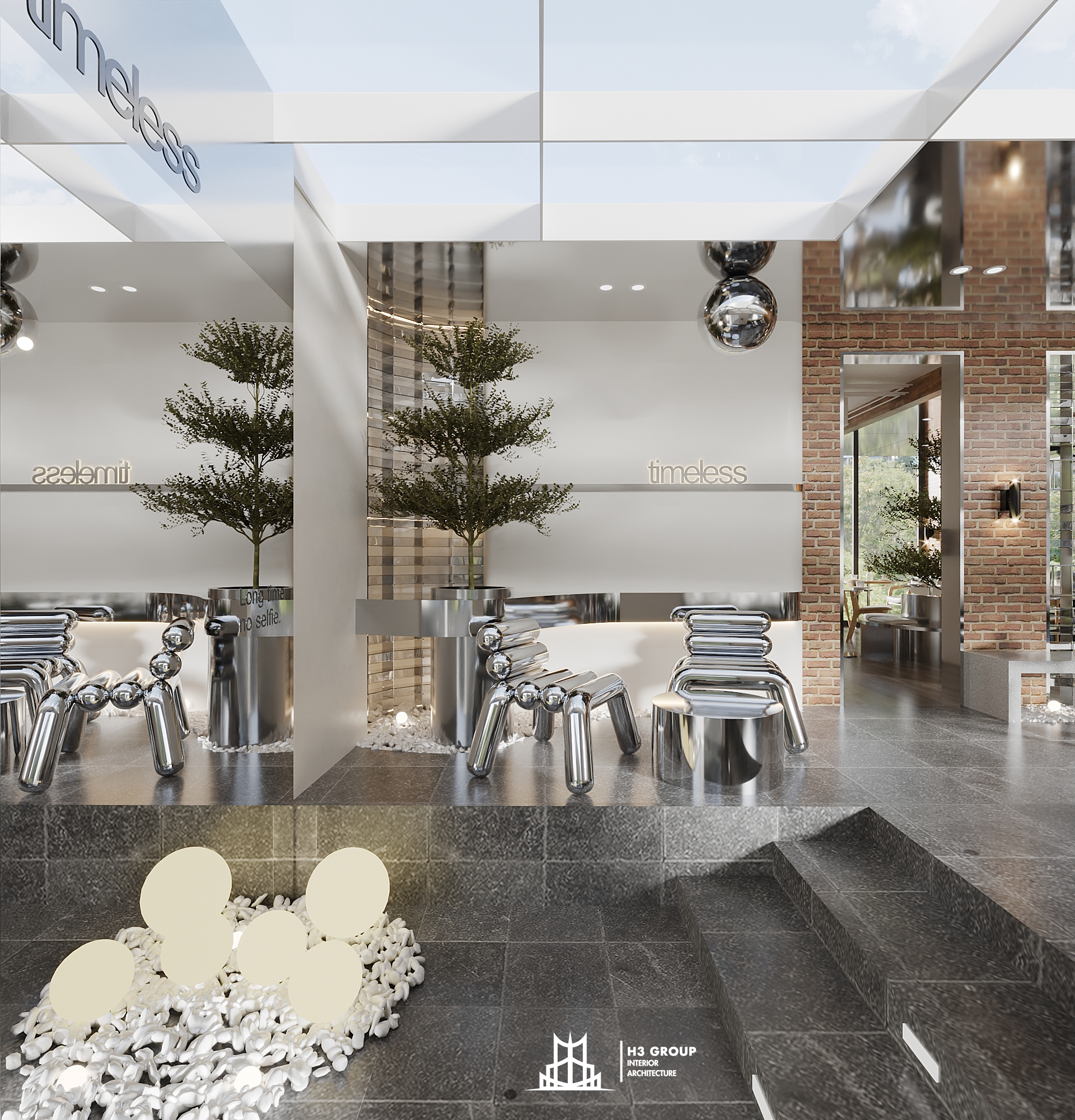 Khu vực quầy pha chế ở quán cafe sân vườn 200m2 nên được đặt ở vị trí nổi bật