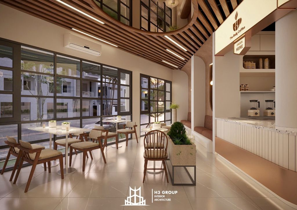 Bàn ghế cần thoải mái và có kích thước cân đối với tổng thể quán cafe để tăng trải nghiệm khách hàng, tối ưu khả năng vận hành của quán