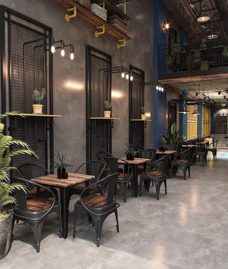 Không gian gây ấn tượng mạnh với vẻ đẹp gai góc của phong cách công nghiệp, nhưng vẫn giữ lại những góc ngồi đầy ấm cúng và riêng tư, mang đến cảm giác khác biệt cho khách hàng mỗi khi ghé thăm