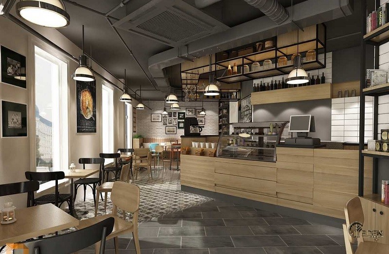 Phong cách hiện đại trong thiết kế quán cafe 100m2