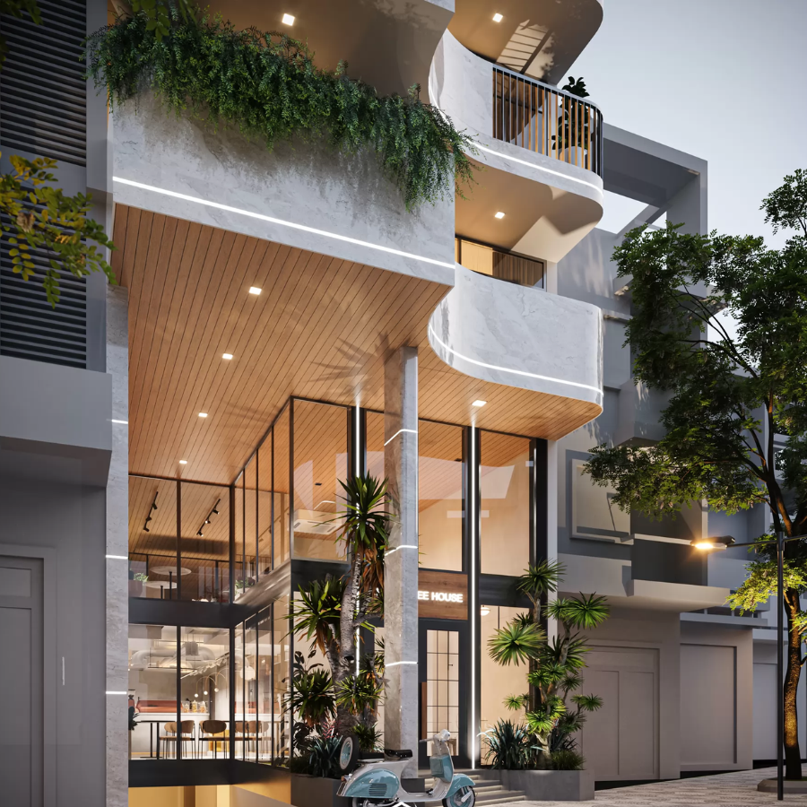 Thiết kế nhà ở kết hợp quán cafe ưu tiên sự riêng tư và tiện lợi