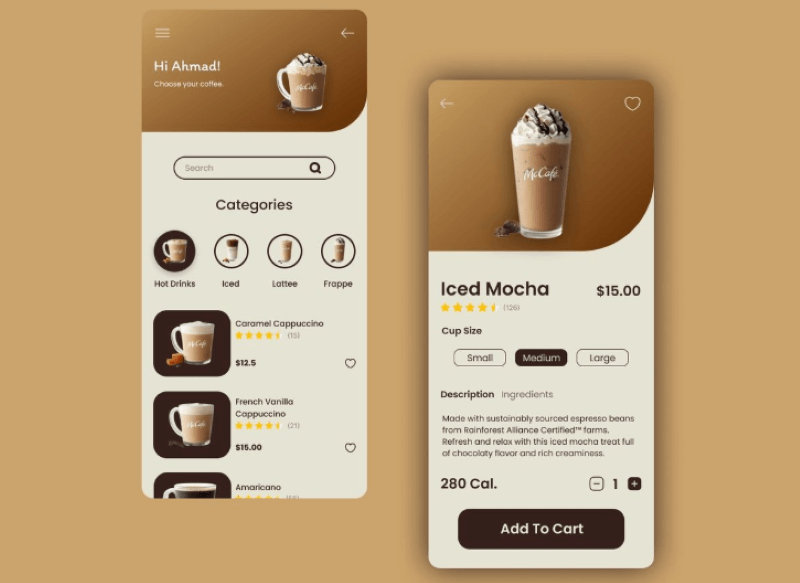 Xây dựng một quán cafe online với giao diện trực quan, hình ảnh sản phẩm hấp dẫn và thông tin chi tiết dễ thu hút người dùng và giúp tiết kiệm chi phí cho chủ đầu tư mới bắt đầu kinh doanh cafe