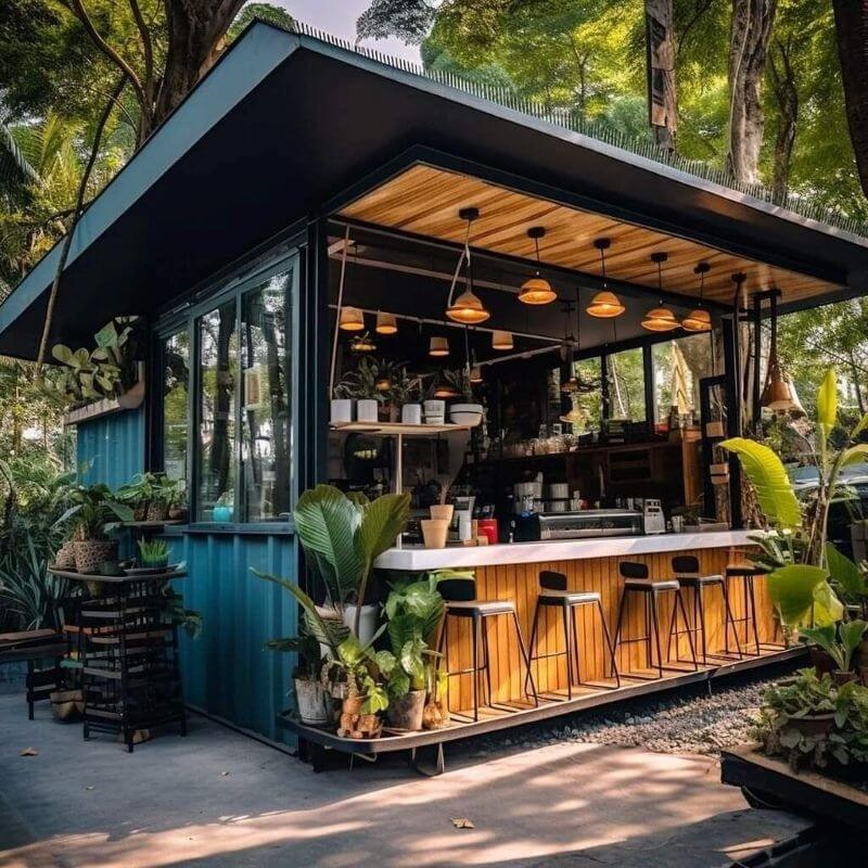 Dễ thi công dễ di dời mẫu quán cà phê tiền chế mini linh hoạt với mọi mặt bằng nhỏ hẹp