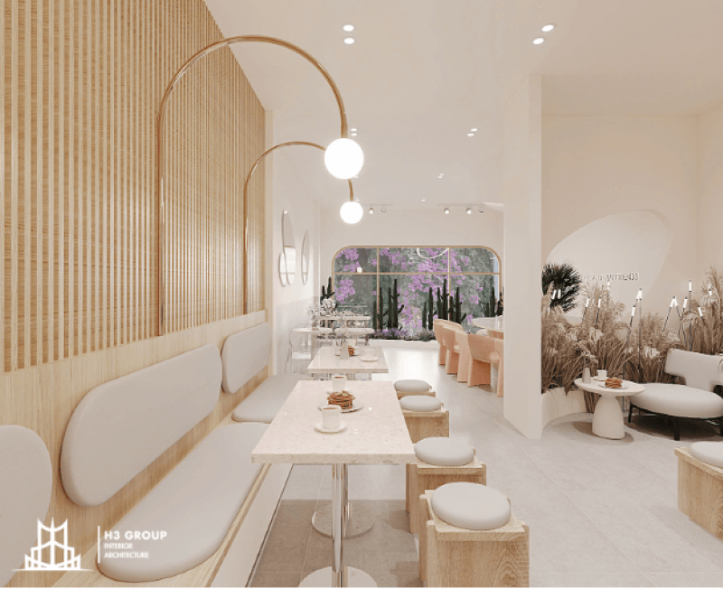 Không gian cafe kiểu Hàn Quốc với gam màu pastel, nội thất nhẹ nhàng - phù hợp với giới trẻ, dễ setup khi mở quán cafe với 500 triệu