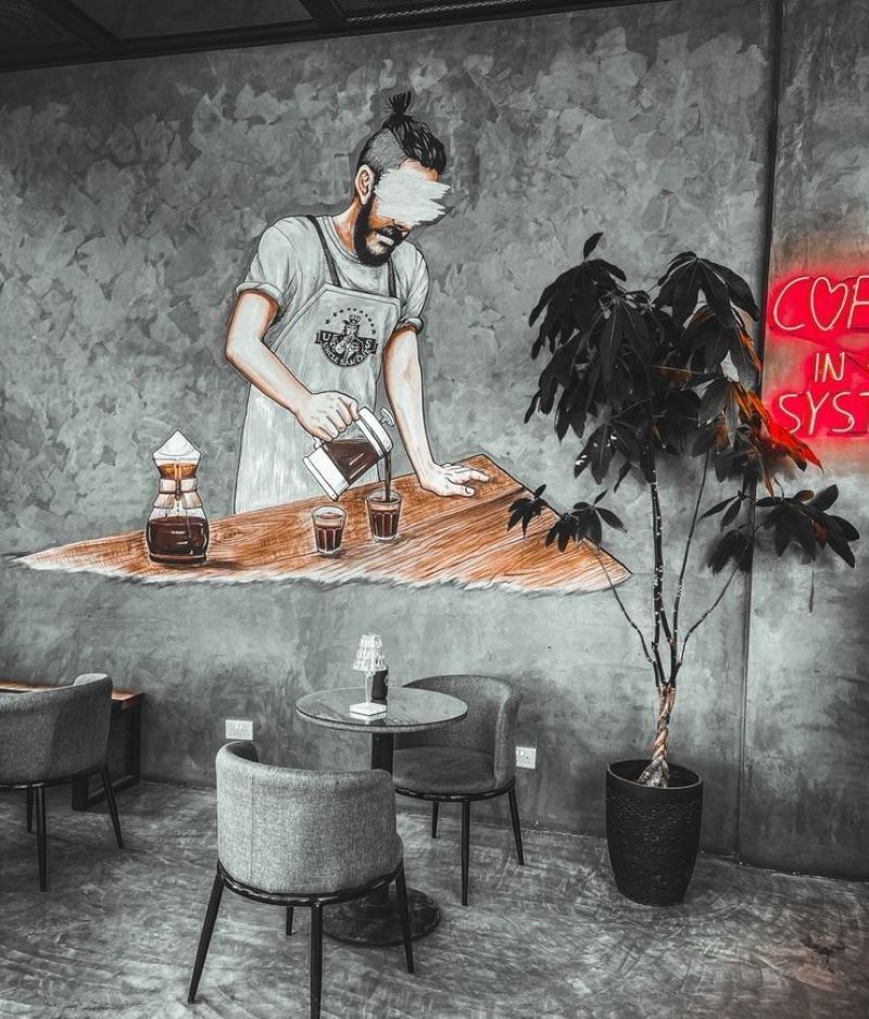 Một bức mural độc đáo có thể trở thành “background check-in” lý tưởng, giúp quán thu hút khách hàng trẻ 