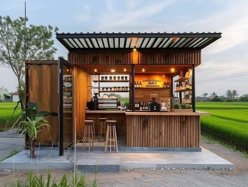 Chỉ với diện tích dưới 50m² bạn vẫn có thể sở hữu một quán cà phê tiền chế đẹp mắt và tiết kiệm