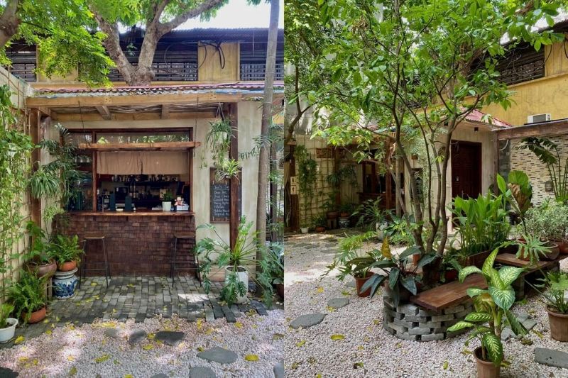 Nét đẹp của quán cafe sân vườn kiểu Nhật thể hiện qua sự kết hợp hài hòa giữa gỗ tự nhiên và cây xanh bản địa