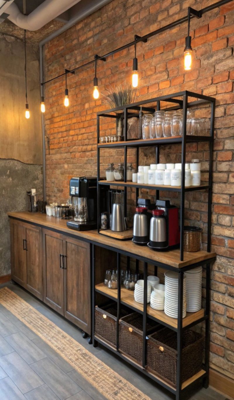 Kệ kim loại mang đến phong cách hiện đại, tối giản nhưng vẫn sang trọng, phù hợp với nhiều concept quán cafe từ Industrial, vintage cho đến contemporary 