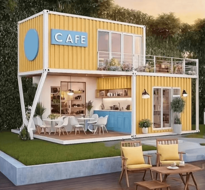 Quán cafe khung thép container 2 tầng mang đến trải nghiệm mới lạ nhờ cách phối hợp chất liệu độc đáo 