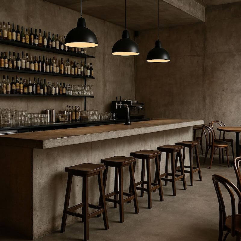 Quầy bar tối giản tôn vinh sự đơn giản, giúp đồ uống và trải nghiệm khách hàng trở thành trung tâm