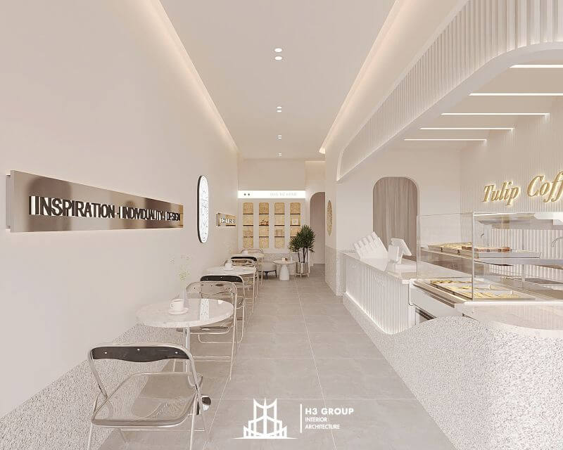 Quán cafe thiết kế theo phong cách Minimalism tập trung vào công năng, bố trí không gian gọn gàng