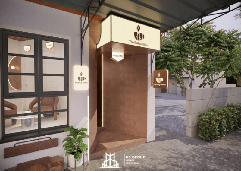 Với quán cafe nhà ống, việc gây ấn tượng từ mặt tiền là yếu tố đặc biệt quan trọng khi nằm trong các khu phố đông đúc và san sát nhà cửa.