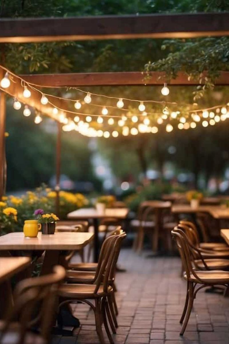 Đèn dây dễ dàng lắp đặt và thay đổi vị trí, giúp quán linh hoạt decor theo mùa hoặc sự kiện đặc biệt