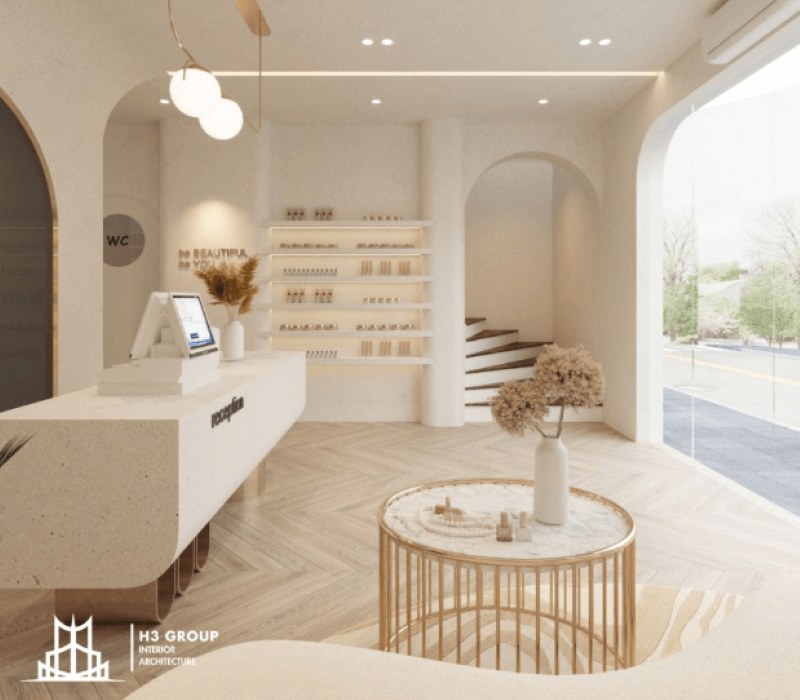 Six Senses Spa được triển khai theo phong cách Hàn Quốc, lấy tone màu chủ đạo là trắng kem với mục tiêu tạo trải nghiệm thư giãn trọn vẹn cho khách hàng