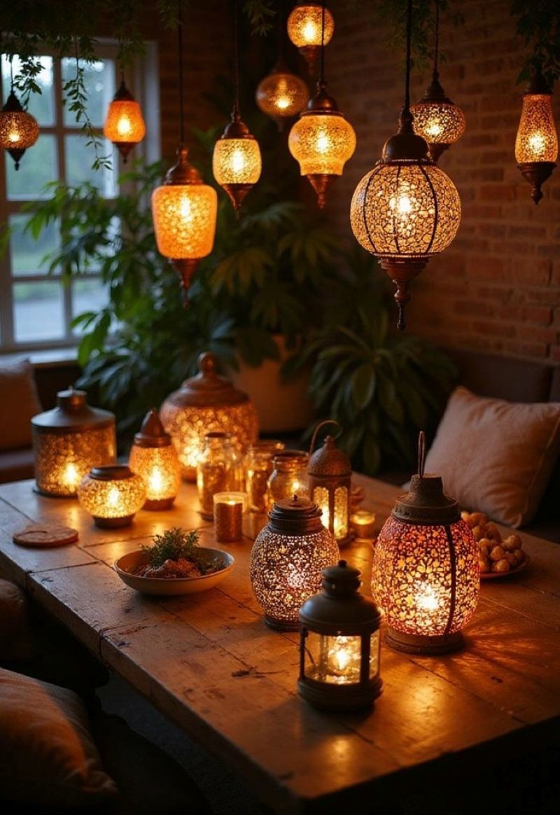 Ánh sáng từ nến và đèn bão mang lại bầu không khí ấm áp, giúp khách hàng cảm thấy thư giãn và dễ chịu hơn vào buổi tối