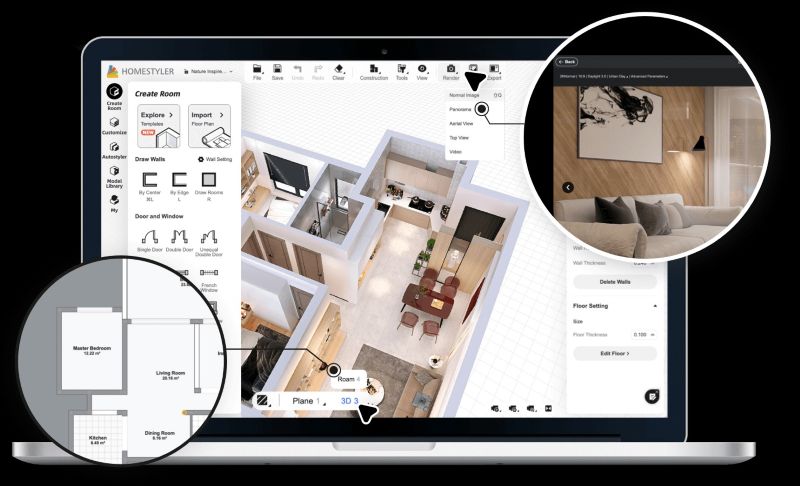 Homestyler phù hợp để thiết kế quán cafe với thư viện nội thất phong phú và có hỗ trợ tính năng AR cực tối ưu