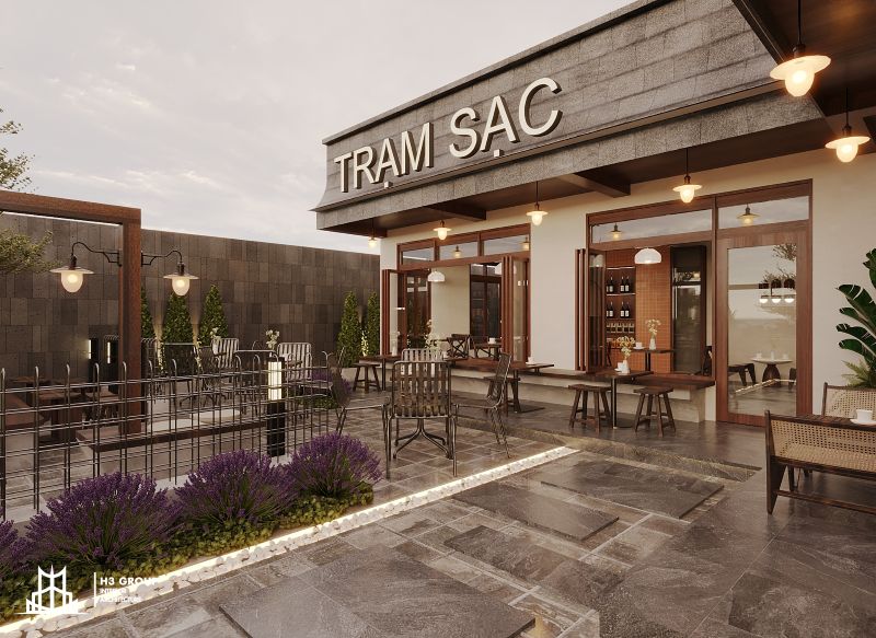 Dự án Trạm Sạc Coffee, do H3 Group thi công, mang đặc trưng của phong cách thiết kế hiện đại