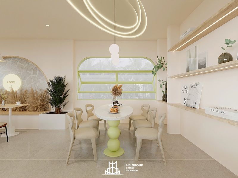 thiết kế với trọng tâm phục vụ hoạt động bán nước và sản phẩm chéo là kem