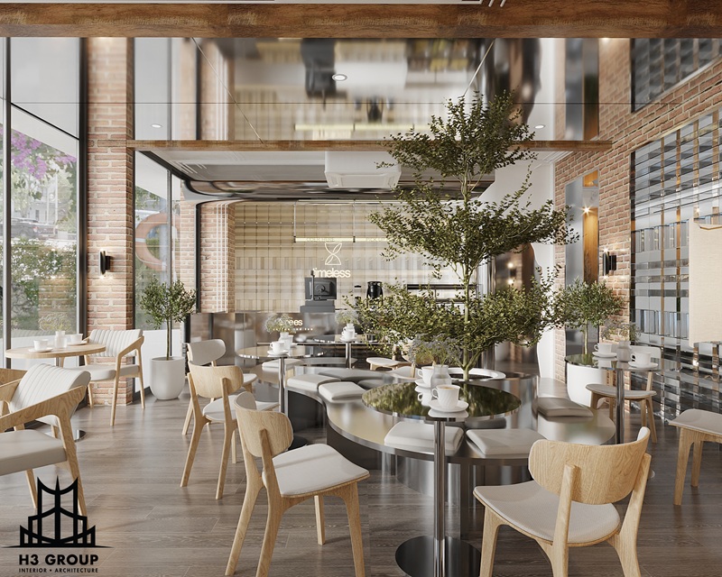 Dự án Timeless Coffee do H3 Group thi công với thiết kế Industrial pha lẫn hiện đại