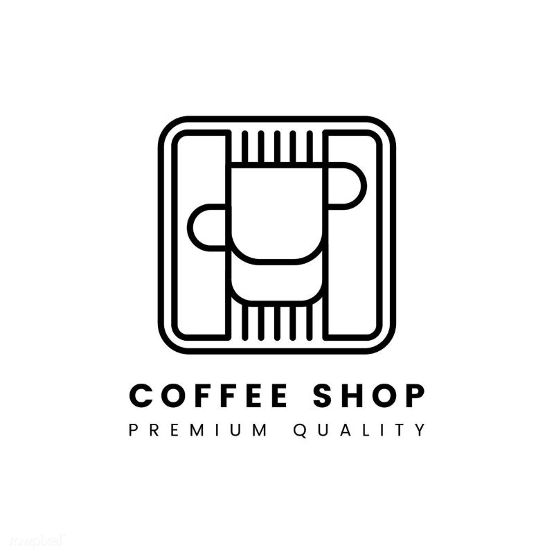 Sự kết hợp tinh tế giữa các hình học và biểu tượng cà phê, tạo cảm giác sang trọng và chuyên nghiệp cho mẫu logo phong cách hiện đại
